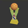 Golden Trophy Shaped Furniture Decor With Soccer Ball Design And Badge