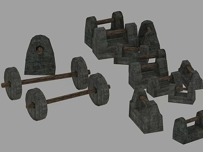 Stone Dumbbells And Barbells Workout Equipment For Home Gym Training 3d model
