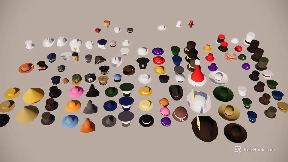 Colorful Hat Themed Hanging Decorations With Multiple Styles And Colors 3d model