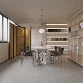Modern Co working Space Interior Design With Sofa Chair Coffee Table And Bar Area Shelves