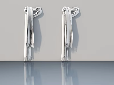 Sleek Silver Swing Doors with Fringe Details Wall Mounted and Reflections on Shiny Floor 3d model