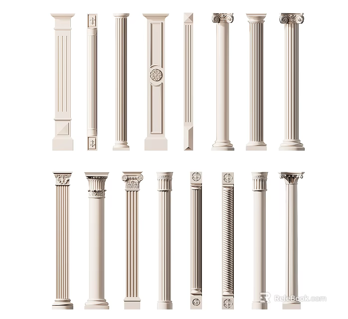 Roman Column Designs With Various Styles And Architectural Details 3d model