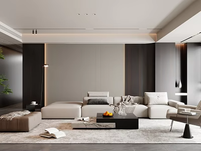 Modern Living Room Interior Design With Stylish Sofa And Coffee Table Set 3d model