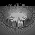 Modern Decorative Ornament Set With Central Beaded Design And Radiating Metallic Strips On Square Base
