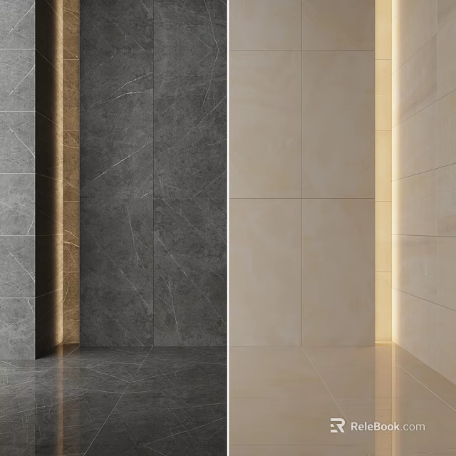 Modern Textured Wall Panels With Dark Gray And Beige Stone Finishes 3d model 
