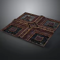 Elegant Floor Tile Design With Wooden Cross Frame And Decorative Panels