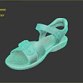Stylish Silver Sandals Featuring Flower Decor Straps And White Comfortable Sole 3d model