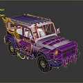 Custom Purple Orange Off Road Vehicle With Flame Decals Spiked Bumper And Roof Rack
