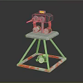 Mechanical Weapon With Tripod Stand Transparent Base Red Frame And Metal Components