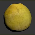 Fresh Ripe Yellow Pomelo Fruit with Spotted Surface on Dark Background Showing Reflection