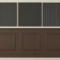 Elegant Dark Wood Wall Paneling With Vertical Slats And Panel Designs 3d model