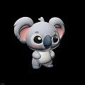 Cute Grey Koala Plush Toys Front And Side View With Big Eyes