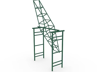 Outdoor Fitness Equipment Green Metal Frame Structure For Pull Up Exercises 3d model