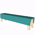 Teal Leather Sofa Bench With Wooden Legs Modern Design For Living Room