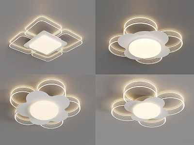 Modern Ceiling Lights With Geometric And Petal Shapes LED Soft Lighting Design Fixtures 3d model
