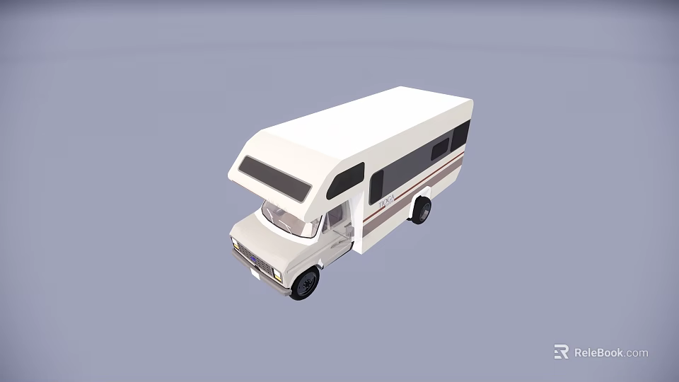 White Recreational Vehicle Exterior Design With Black Windows And Compact Body 3d model 