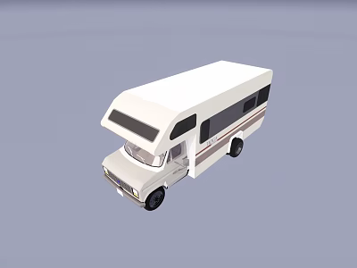 White Recreational Vehicle Exterior Design With Black Windows And Compact Body 3d model