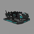 Futuristic Mechanical Ride Structure With Multiple Seats And Blue Accent Lights 3d model