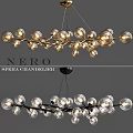 Modern Nero Sfera Chandelier With Branched Design And Glass Globe Bulbs