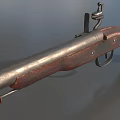 Vintage Flintlock Weapon With Wooden Stock And Metal Historical Components