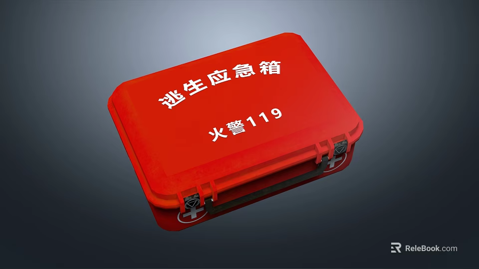 Red Escape Emergency Box With Fire Alarm 119 For Safety Preparedness 3d model 