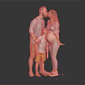 Happy Family With Pregnant Mother Father And Child In Studio Portrait