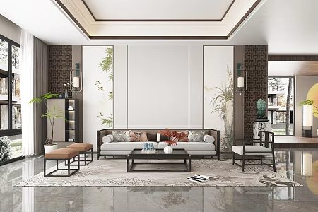 New Chinese Living Room 3d model