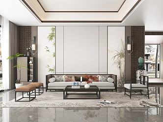 New Chinese Living Room 3d model