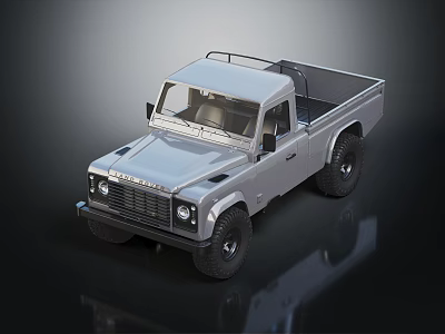 Silver Vintage Pickup Truck With Open Bed Front Grille And Rugged Design 3d model
