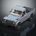 Silver Vintage Pickup Truck With Open Bed Front Grille And Rugged Design