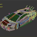 Modified Car With Metallic Body Rusted Parts And Unique Roof Structures