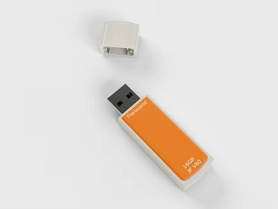 Transcend 32GB USB Flash Drive Orange White High Speed Portable Storage for Computer Use 3d model