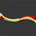 Curved Modern Reception Desk With Red White Green Accents Sleek Lines And Blue Base