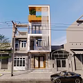 Modern Detached Villa Exterior With Vertical Slats Planter Balcony And Entrance Steps
