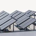Modern Detached Villa Exterior With Solar Panels Large Glass Windows And Balcony