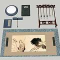 Chinese Traditional Wall Hanging Scroll With Ink Painting And Cultural Decorative Elements