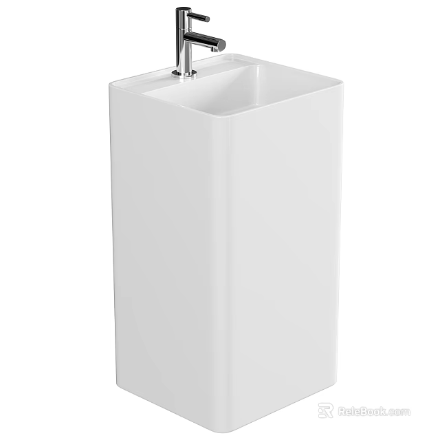 Modern White Pedestal Washbasin With Sleek Ceramic Design For Bathroom Use 3d model 
