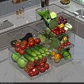 Fresh Vegetables Stored in Transparent Storage Boxes on Kitchen Countertop Organizer