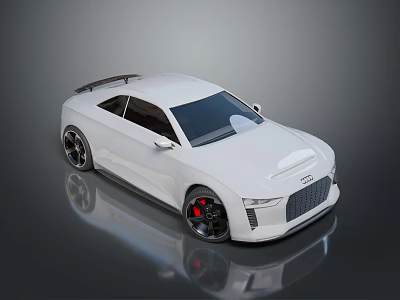 White Sports Car With Sleek Design Black Wheels And Red Brake Calipers 3d model