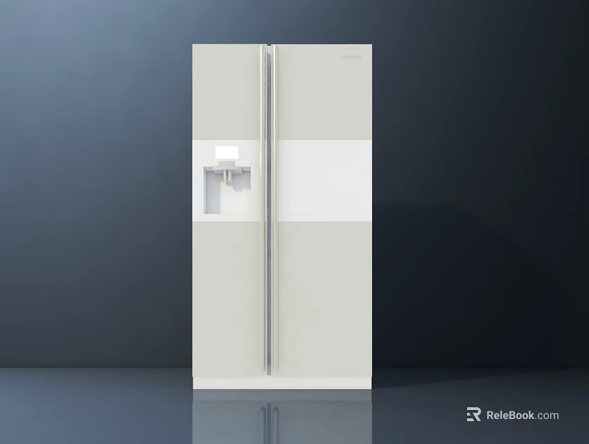 Modern White Double Door Refrigerator With Water Dispenser And Sleek Design 3d model 