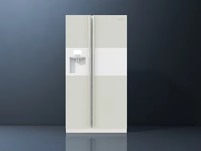 Modern White Double Door Refrigerator With Water Dispenser And Sleek Design 3d model