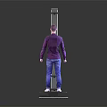 Person Standing on Circular Base with Vertical Pole Measuring Device for Height