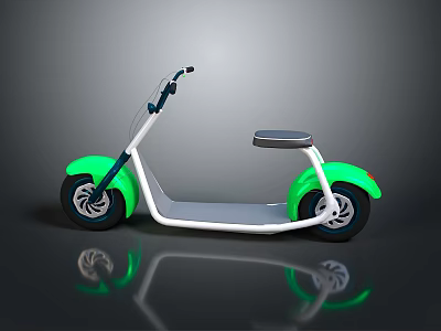 Modern Green and White Electric Bike with Large Wheels Black Seat Handlebar and Reflective Surface 3d model