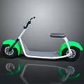 Modern Green and White Electric Bike with Large Wheels Black Seat Handlebar and Reflective Surface