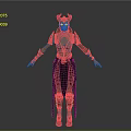 Fantasy Female 3D Character Model With Horns Black Armor And Robe