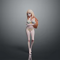 Game Movie Character With Long Blonde Hair Blue Eyes In Bikini Outfit