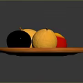 Colorful Fresh Fruits Arranged On Orange Ceramic Plate With Black Yellow And Red Varieties
