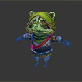 Cute Raccoon Character Wearing Green Hoodie And Scarf In Standing Pose