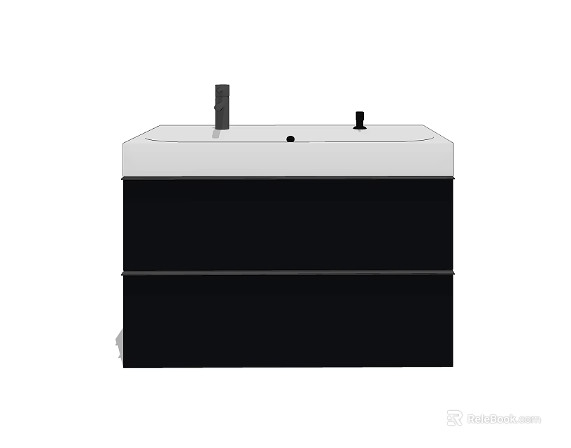 Modern Bathroom Vanity with White Countertop Black Cabinet and Faucet 3d model 