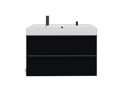 Modern Bathroom Vanity with White Countertop Black Cabinet and Faucet 3d model